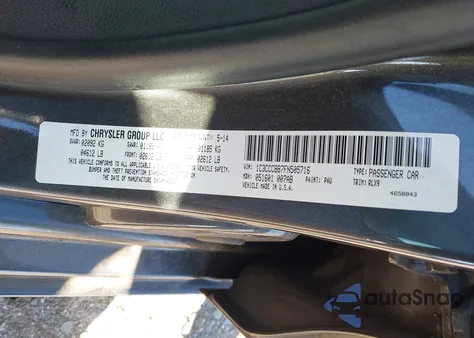 2015 Chrysler 200 S z USA, uszkodzony, nr VIN 1C3CCCBB7FN505716